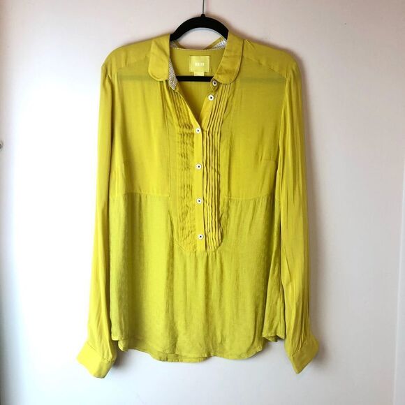 Anthropologie Tops - Maeve | Yellow Textured Button Up Shirt
